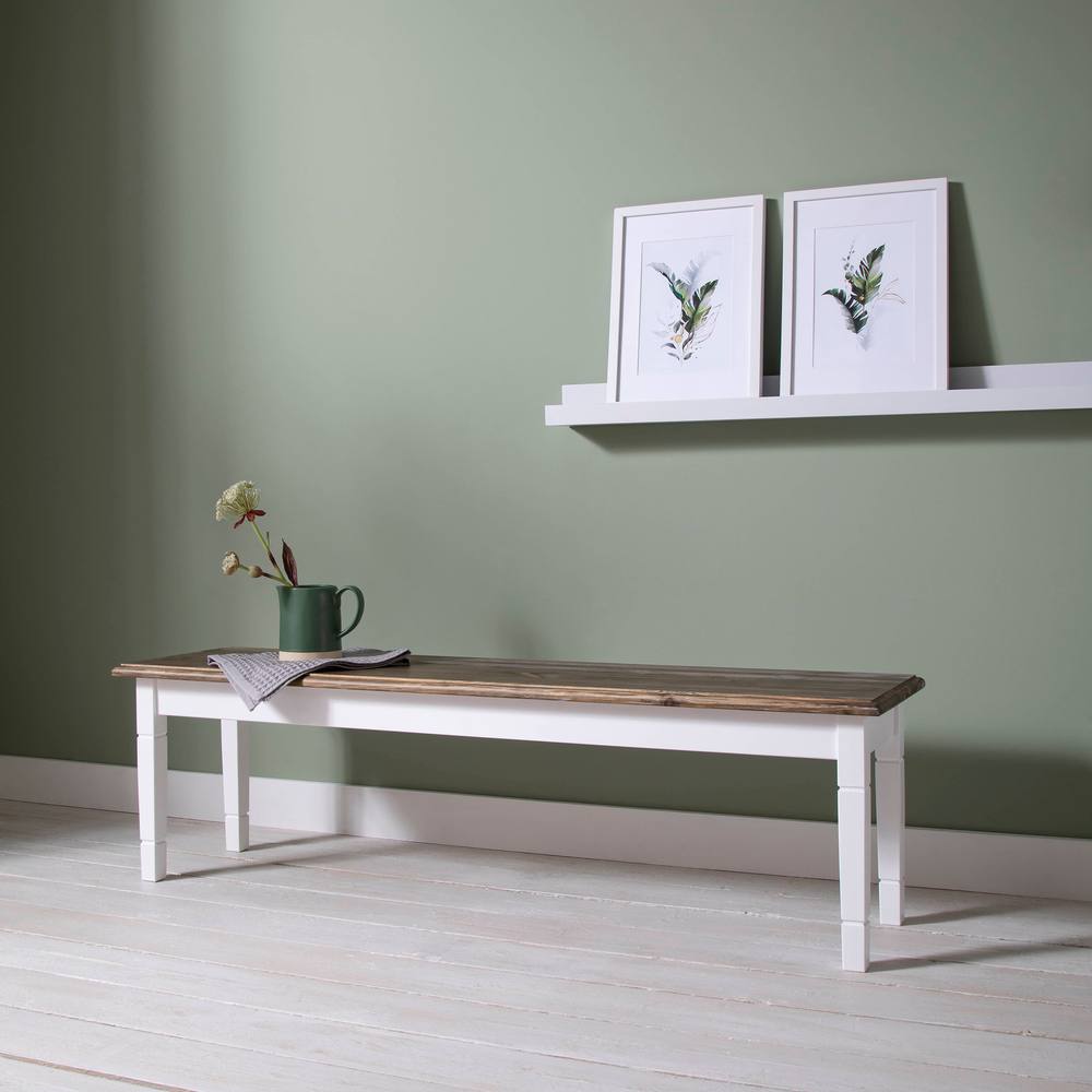 Nöa and Nani Canterbury 180cm Hallway Bench Entryway in White and Dark Pine