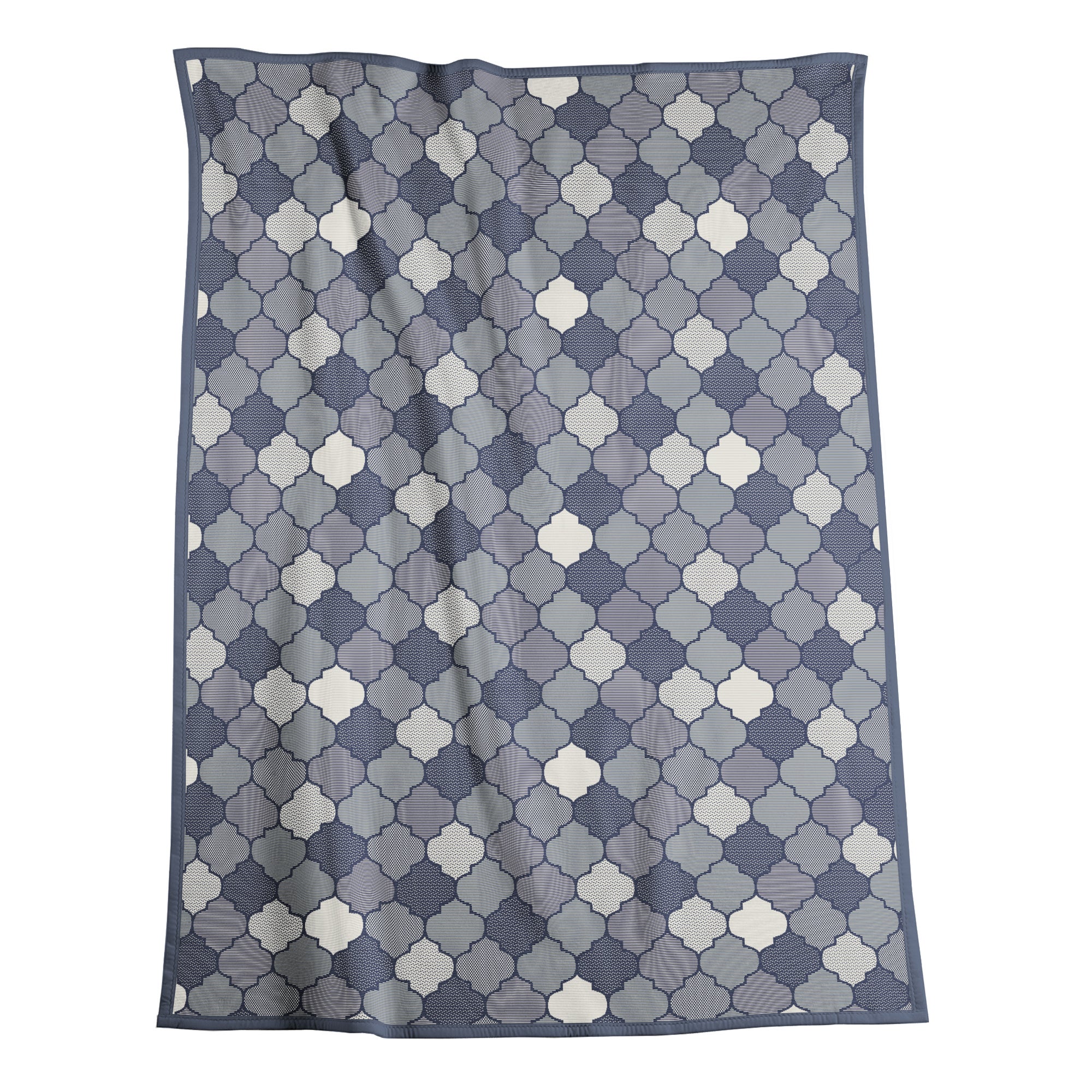 Thermosoft Vintage Blue Blanket Navy Blue and White