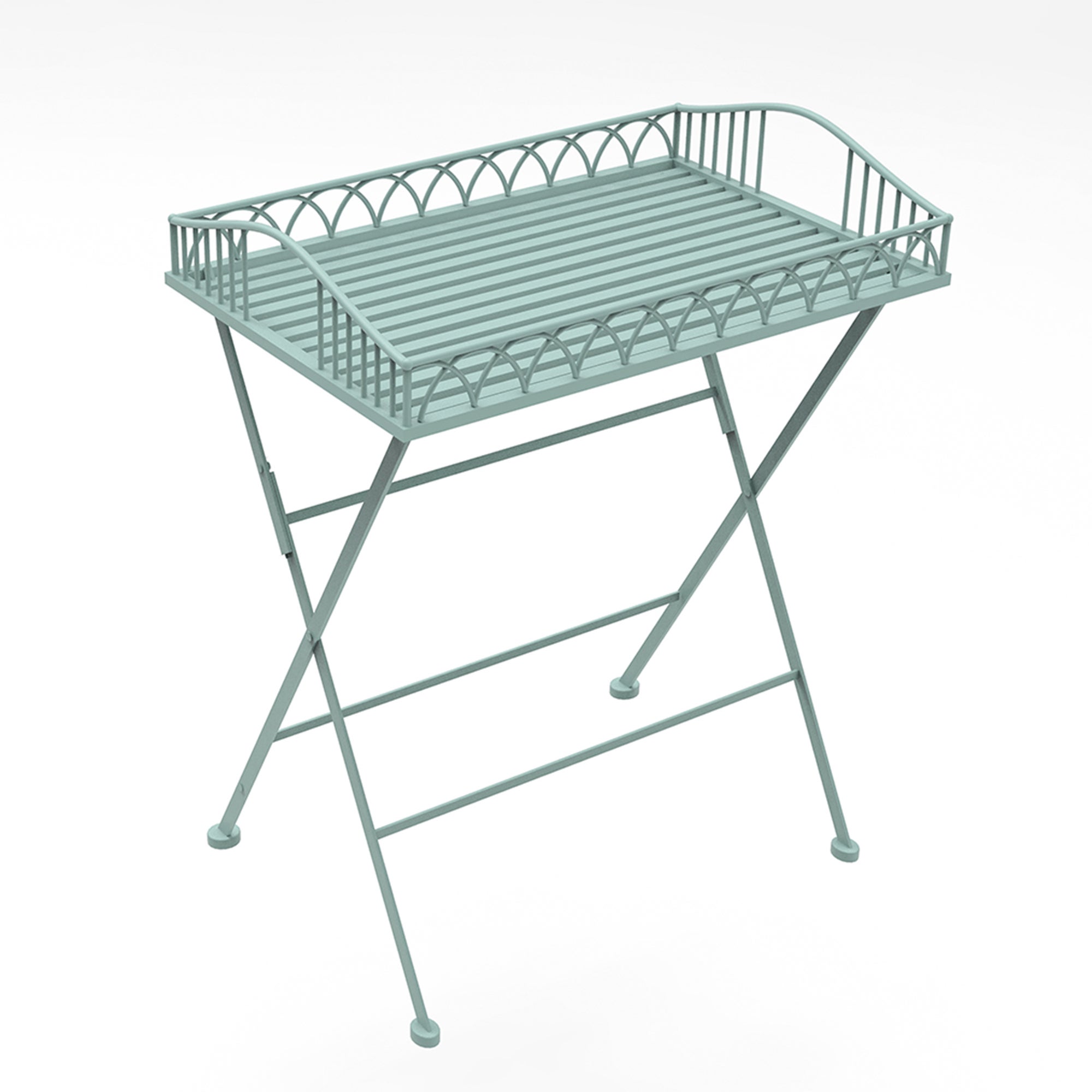 Foldable Wrought Iron Sage Green Butler Tray Sage Green