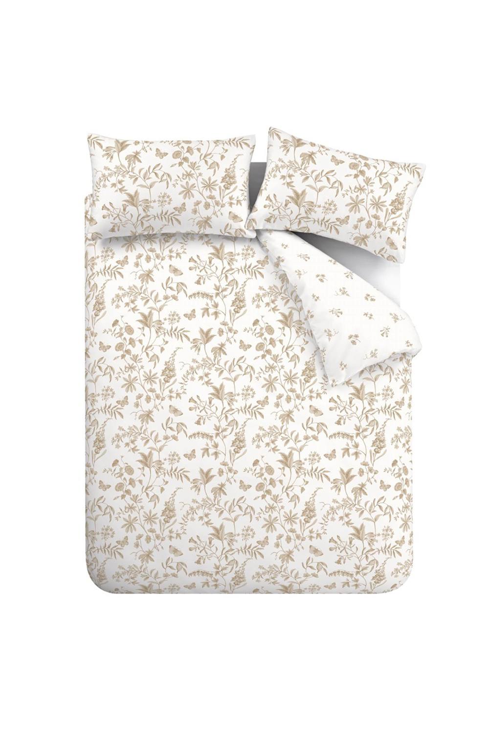 Bianca Thea Floral 200 Thread Count Cotton Reversible Duvet Cover Set in Natural 5