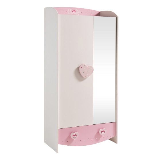 Betsy Wooden Wardrobe In White And Pink With 2 Doors