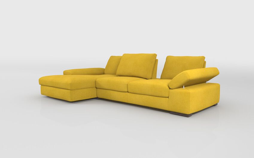 Green Fabric Savazza 4 Seater Sofa with Adjustable Back Rest Left Hand Facing Lounger