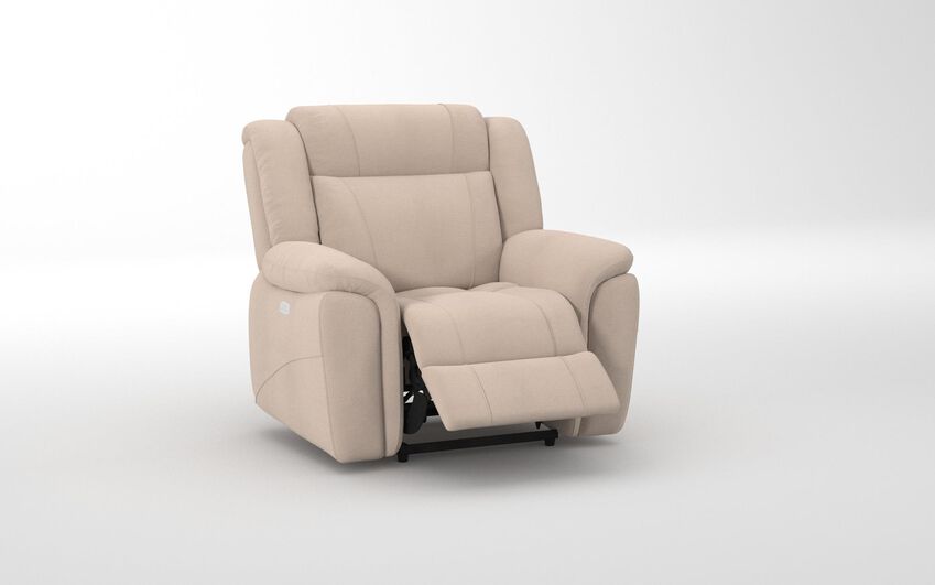 White Fabric Elland Power Recliner Chair