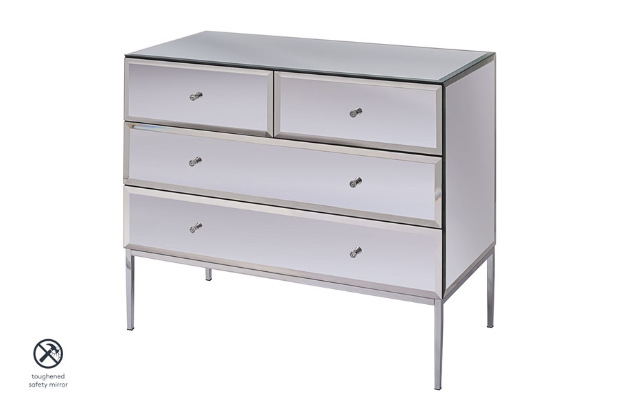 Stiletto Toughened Mirror Chest of Drawers