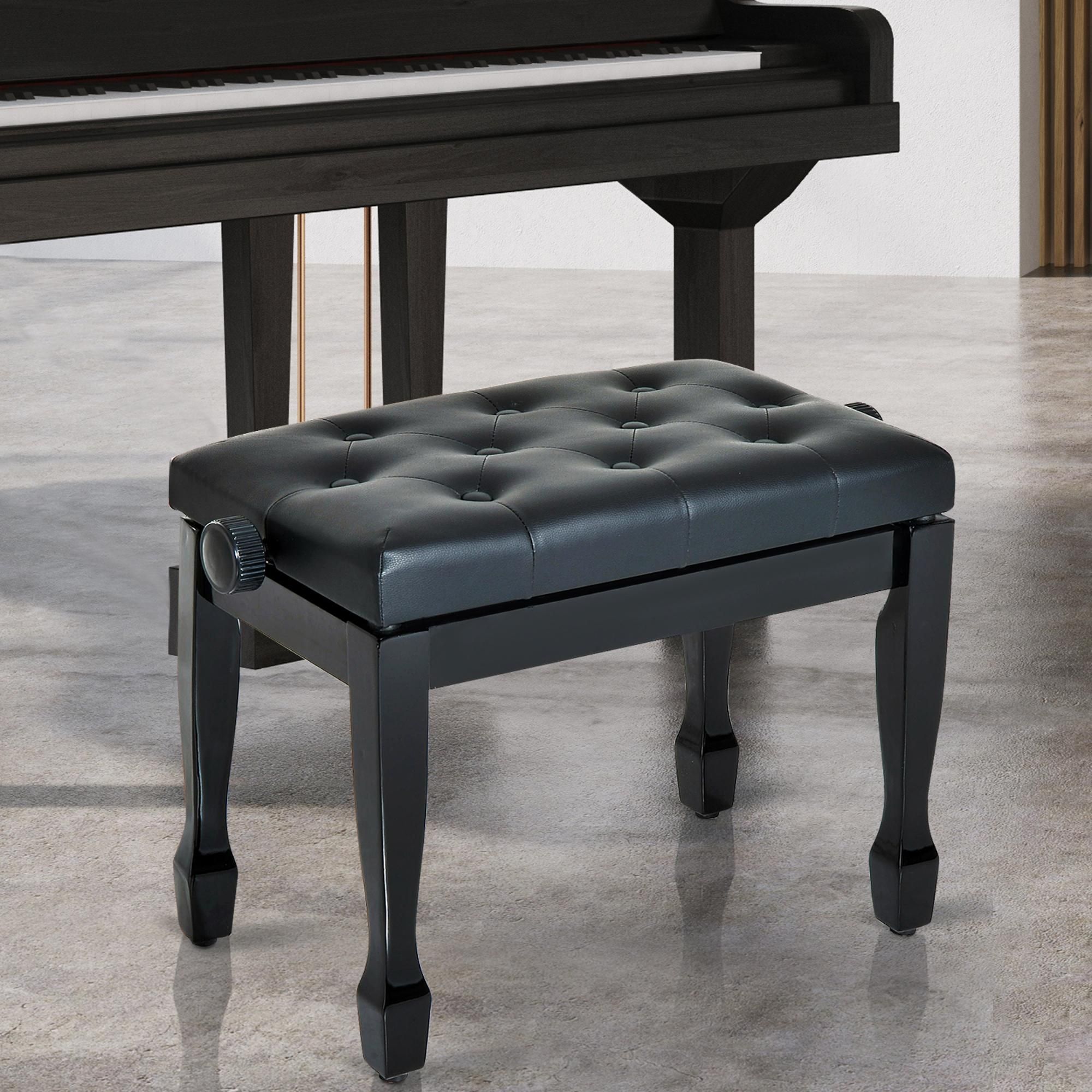 HOMCOM Classic Digital Keyboard Piano Bench Padded Seat Stool Solid Wooden in Black