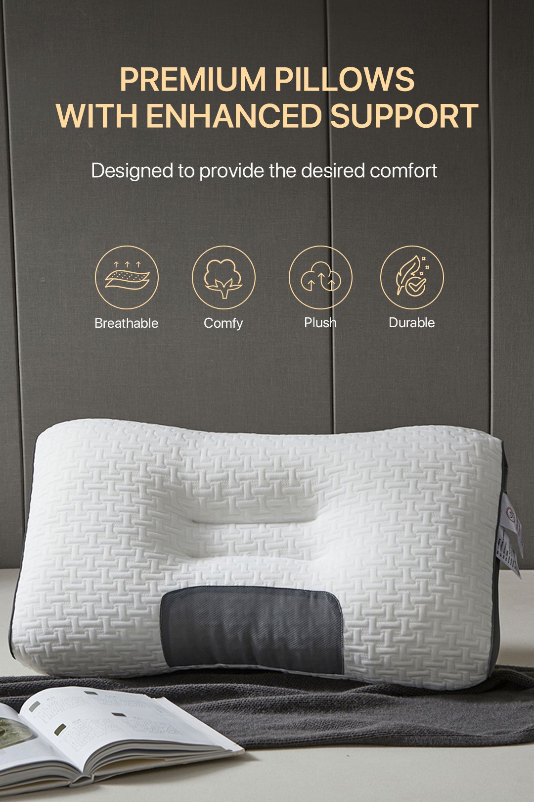Living and Home Height Adjustable Wave-shaped Pillow Insert without Pillowcase in White