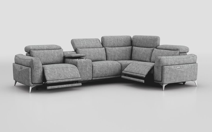 Gattolino 2 Corner 1 Power Recliner Sofa with Manual Head Tilt & Console