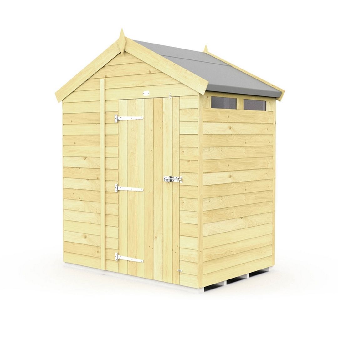 Buttercup Farm 7 x 4 Feet Apex Security Shed - Single Door - L127 x W214 x H217 cm in Brown