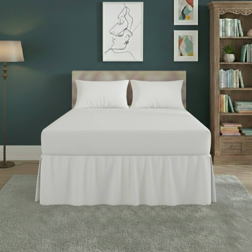 Snug City Fitted Valance Bed Sheet Polycotton Mattress Cover & Frill Easy Care in White