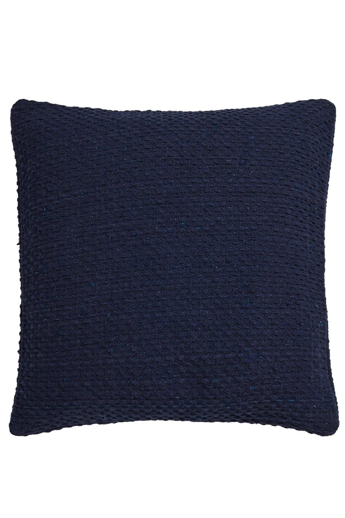 Drift Home 'Hayden' Filled 100% Cotton Basket Weave Cushion in Navy