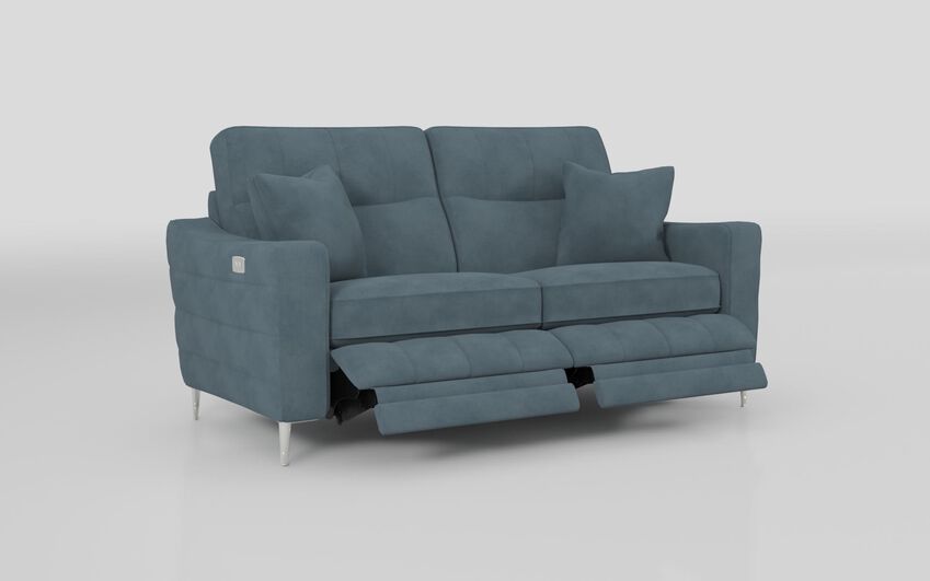 Blue Fabric Gretna 2 Seater Power Recliner Sofa