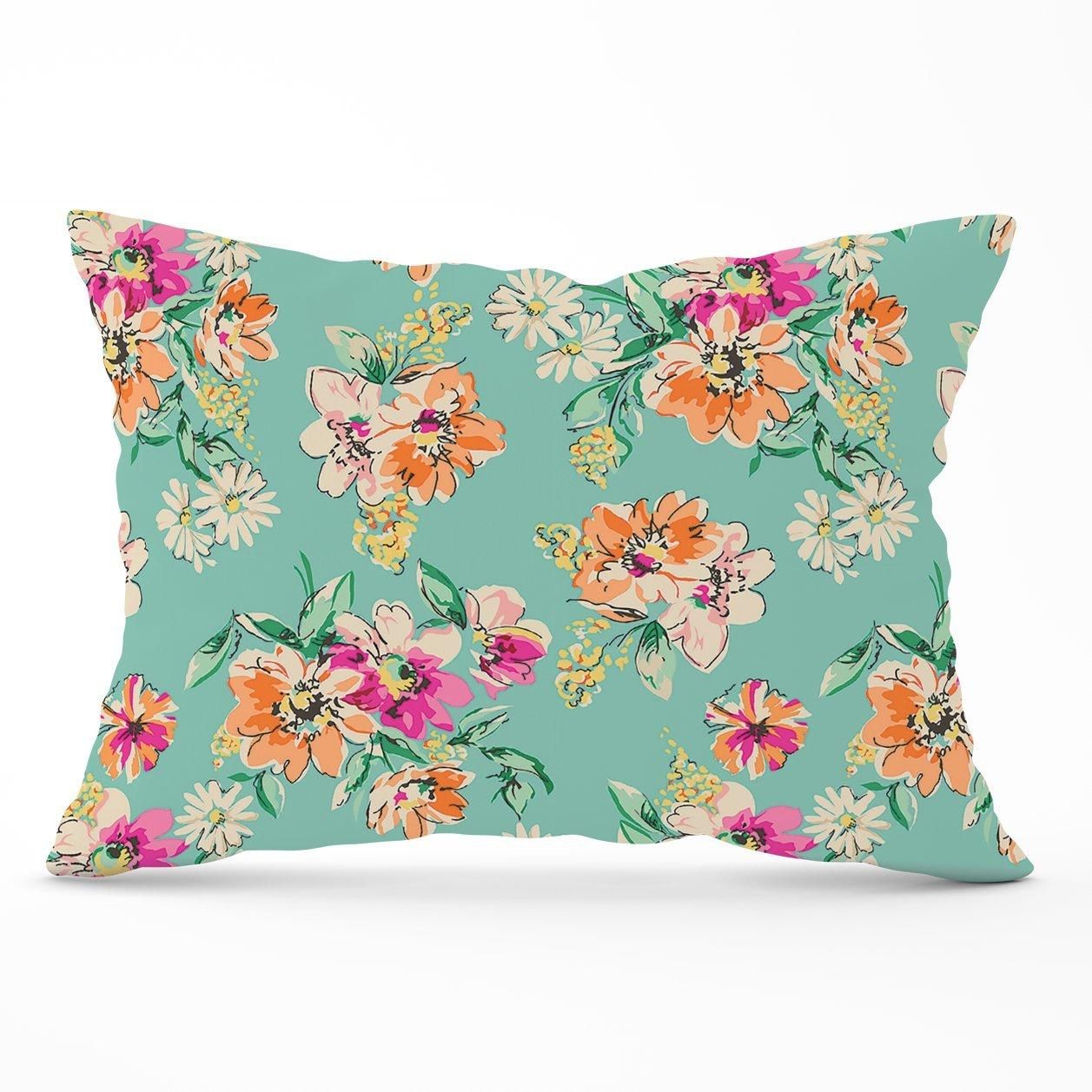 Warren Reed - Designer Bright Flower Sketch Cushions in Green
