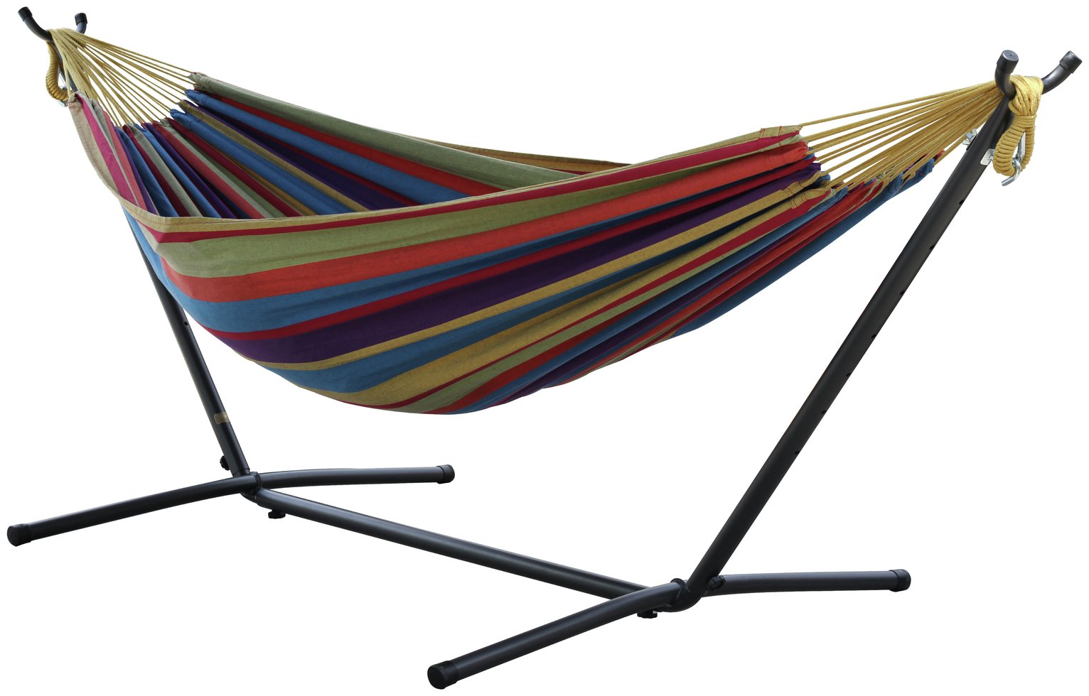 Vivere Double Cotton Hammock with Stand - Tropical