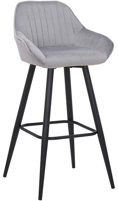 netfurniture Vulune Bar Stool Matt Velvet Seat - Grey