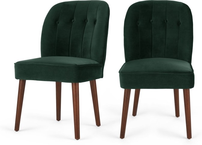 Set of 2 Margot Dining Chairs, Pine Green Velvet