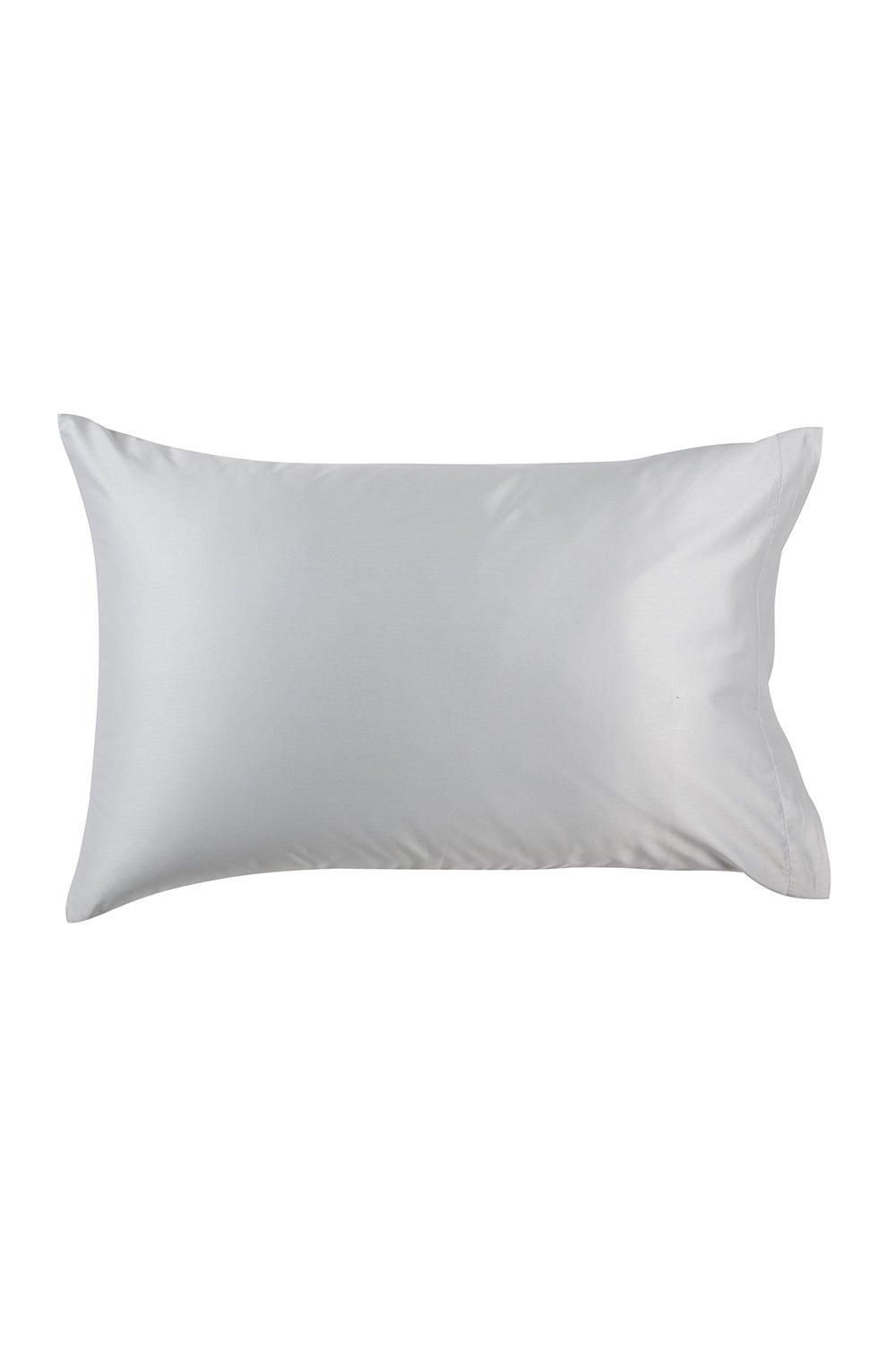 CHRISTY 400TC Luxury Cotton Sateen Plain Dye King Pillowcases Pair in Light Grey