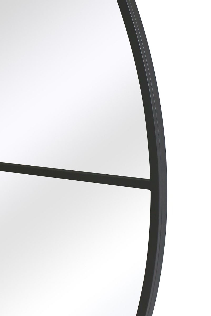 MirrorOutlet Black Large Circular Window Metal Garden Wall Mirror (200x200cm) 4