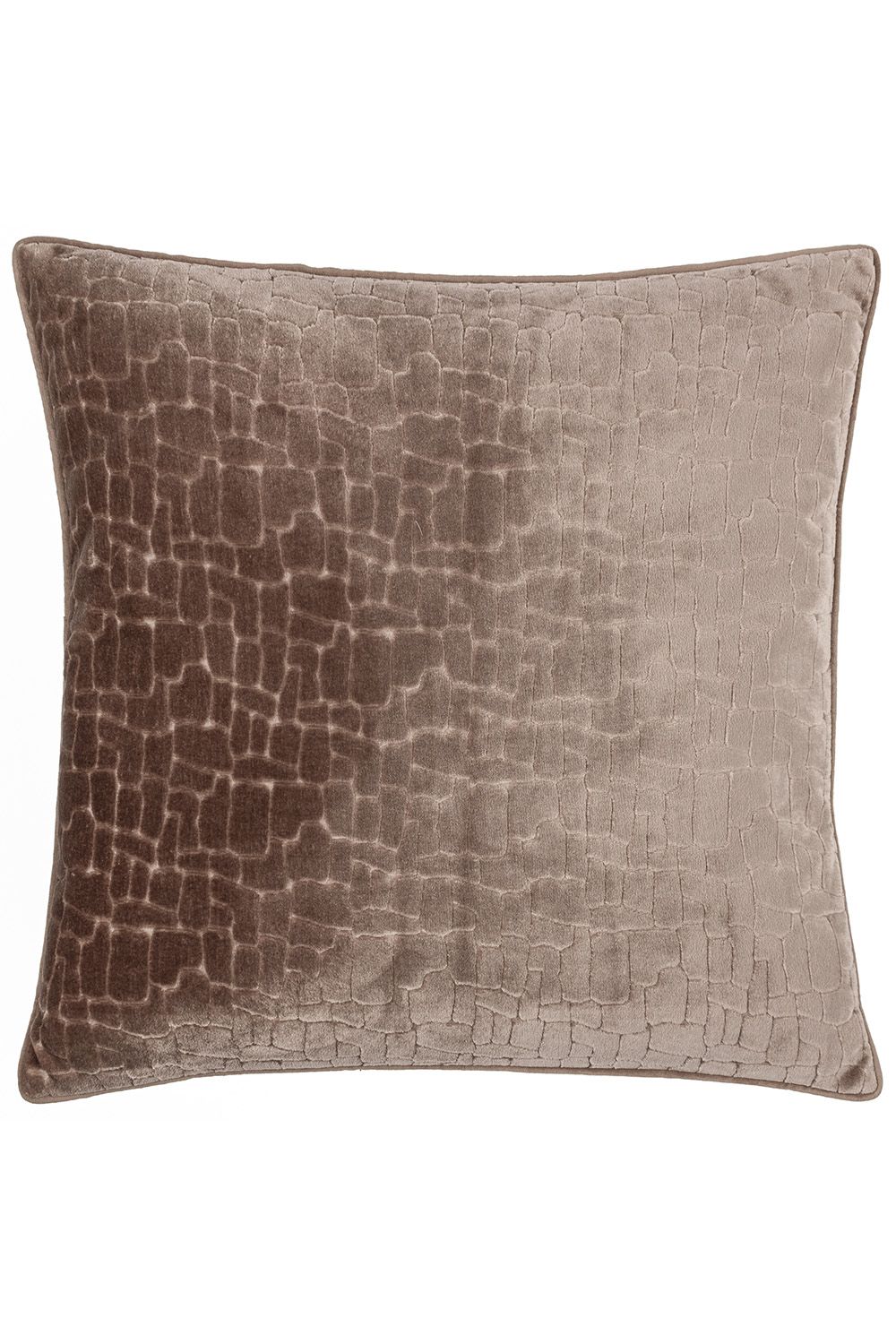 Paoletti Bloomsbury Soft Cut Velvet Piped Cushion in Taupe