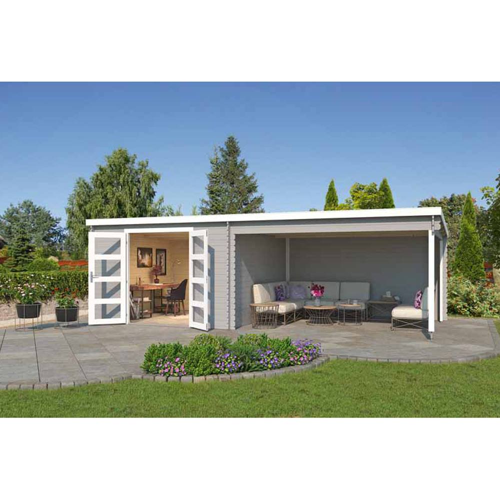 Lasita Maja Ltd New Orleans-Log Cabin, Garden Room, Home Office - L730xW359.1xH222.3cm in Natural