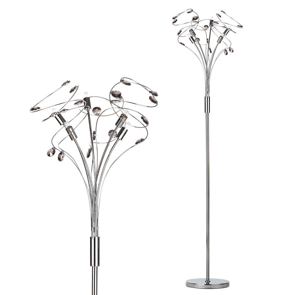 Othello Floor Lamp with Smoke Glass, Chrome