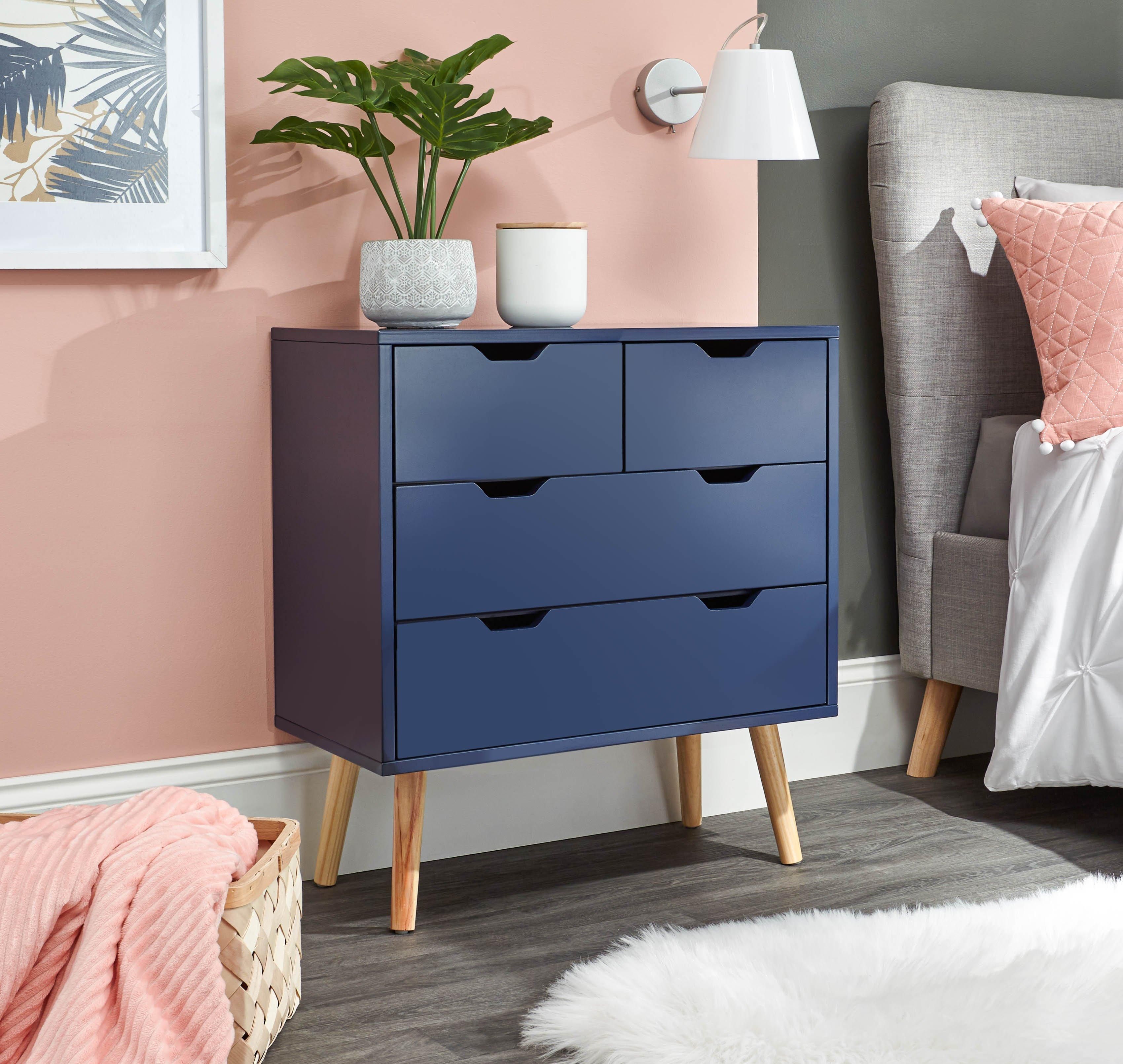 GFW Nyborg 2+2 Drawer Chest in Dark Blue
