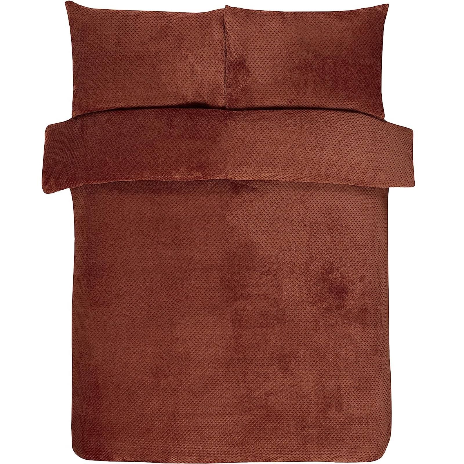 Gr8 Home Sleepdown Waffle Teddy Fleece Duvet Pillowcase Set in Orange