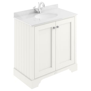 Bayswater Victrion Pointing White Traditional Freestanding Vanity Unit & White Marble Top Basin - 800mm