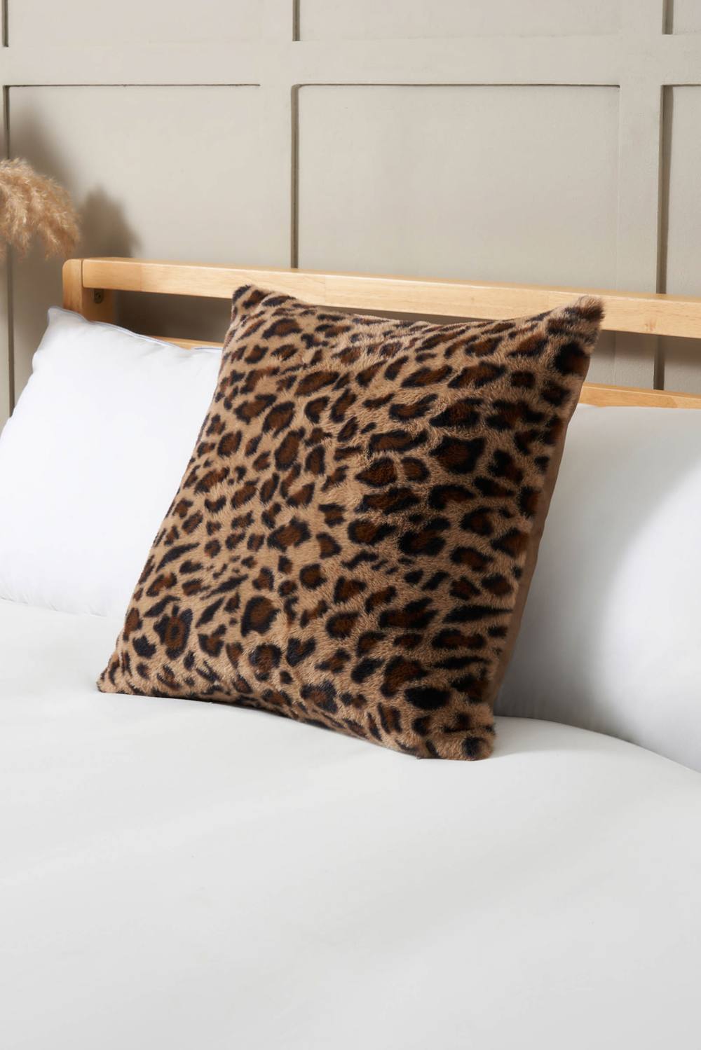 BHS Leopard Print Fleece Brown Cushion