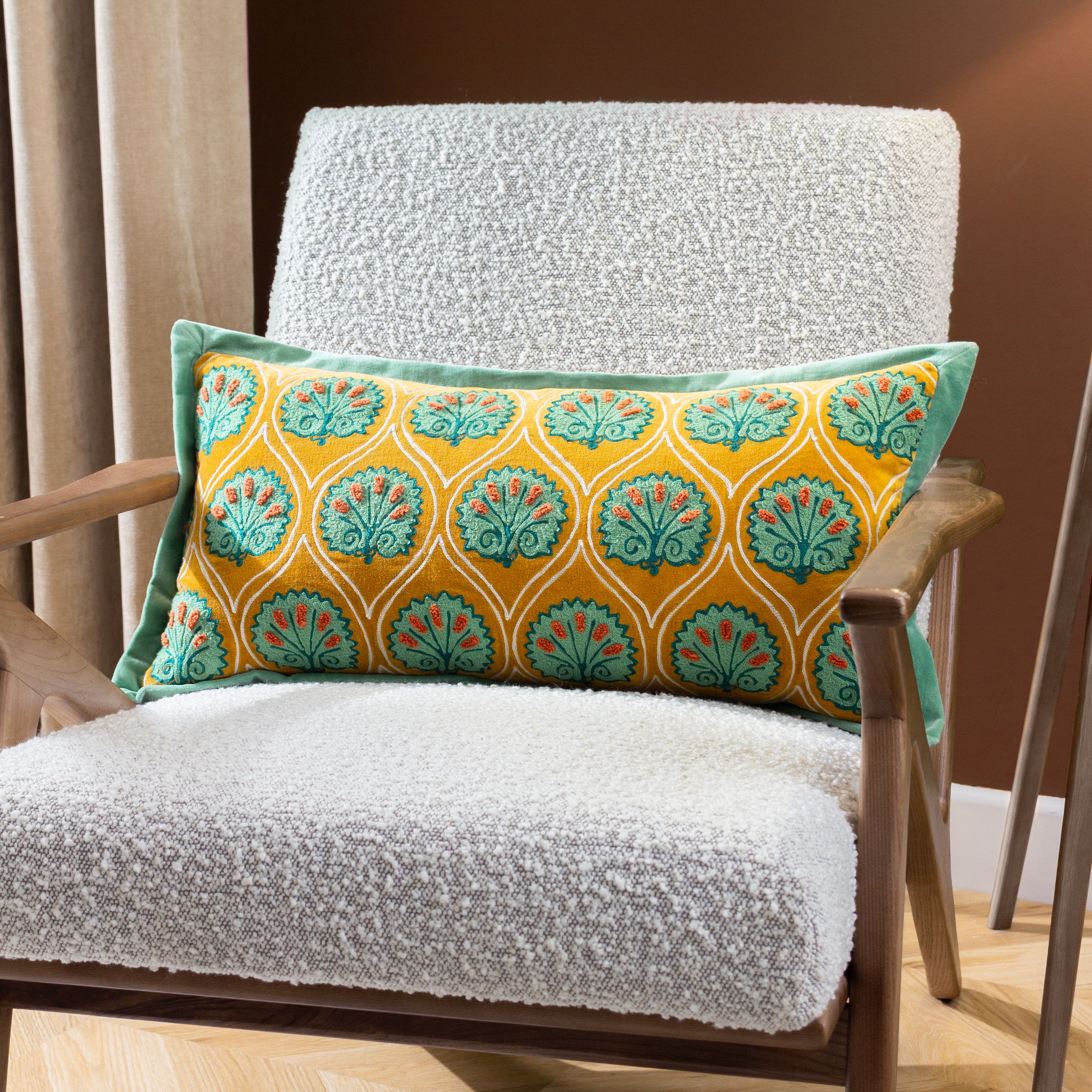 Paoletti Casa Abstract Embroidered Cushion in Yellow