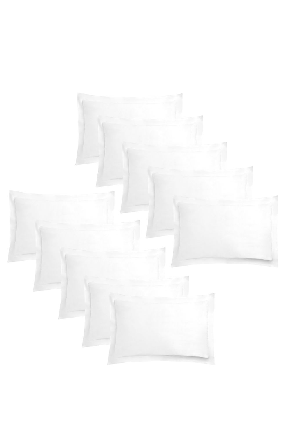 OHS 10 x Soft Cotton Oxford Edge Pillowcases in White