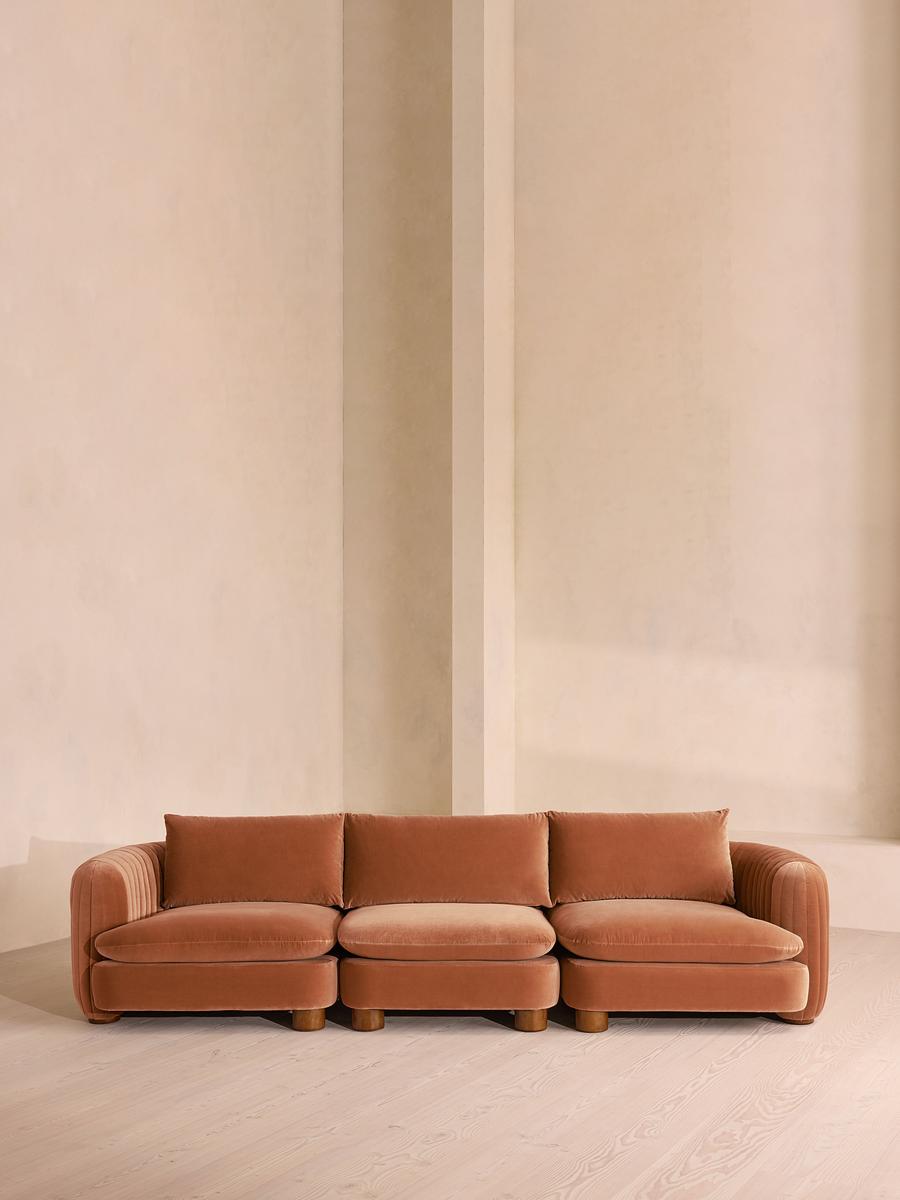 Vivienne Deeper Sit Modular Sofa, Four Seater, Velvet Antique Rose