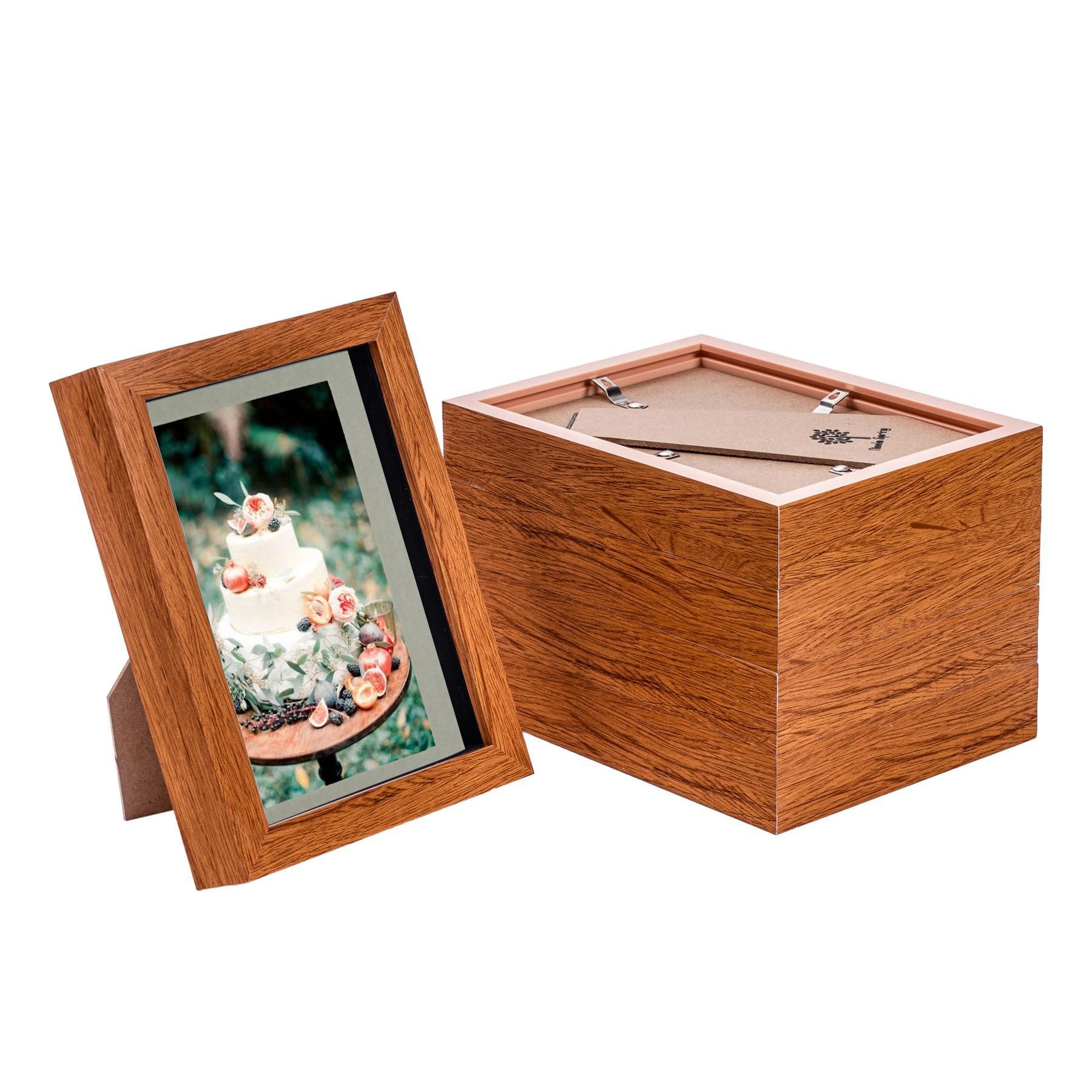 Nicola Spring 3D Box Photo Frames - 5 x 7" with 4 x 6" Mount - Ivory Mount - Pack of 5 in Dark Brown