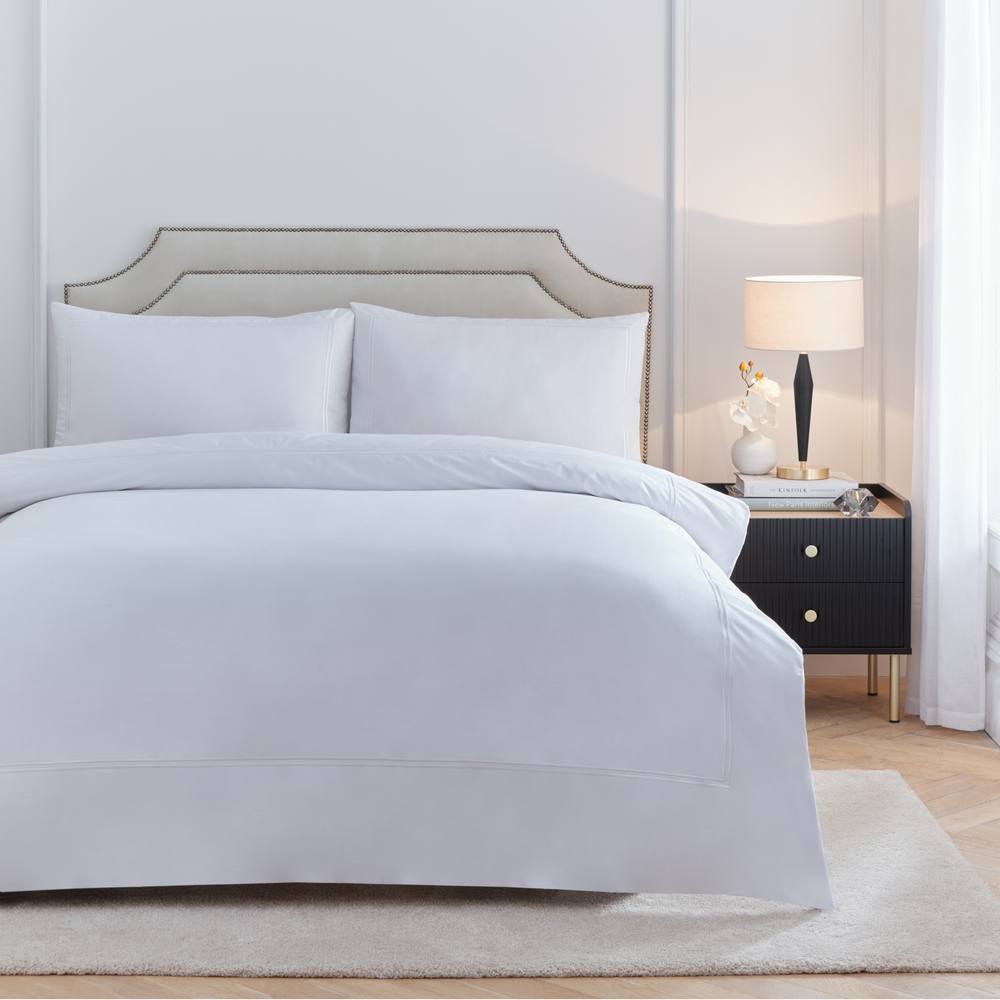 Paoletti Elara 100% Cotton Embroidered Duvet Cover Set in White