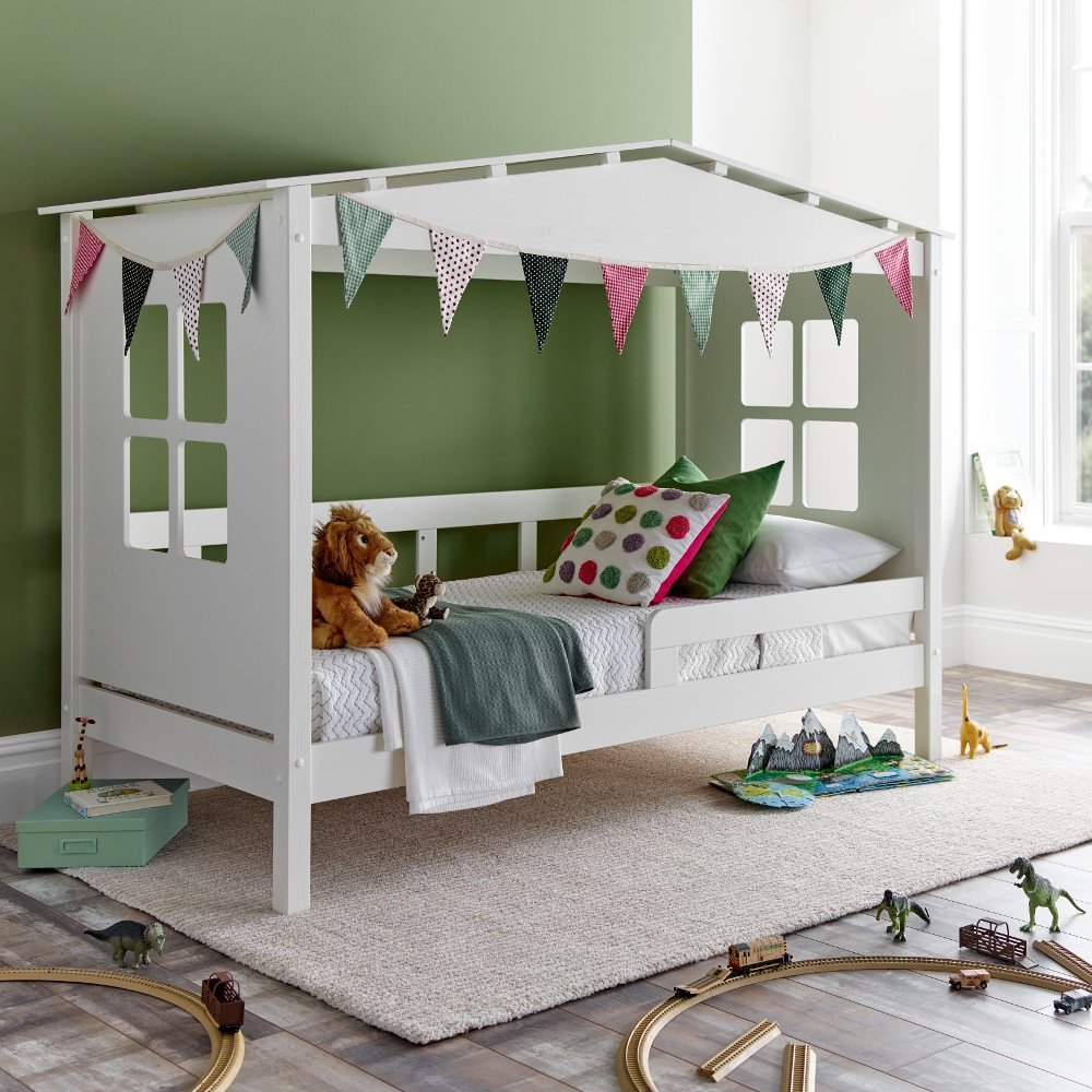 Mento White Wooden Treehouse Bed Frame Only - 3ft Single