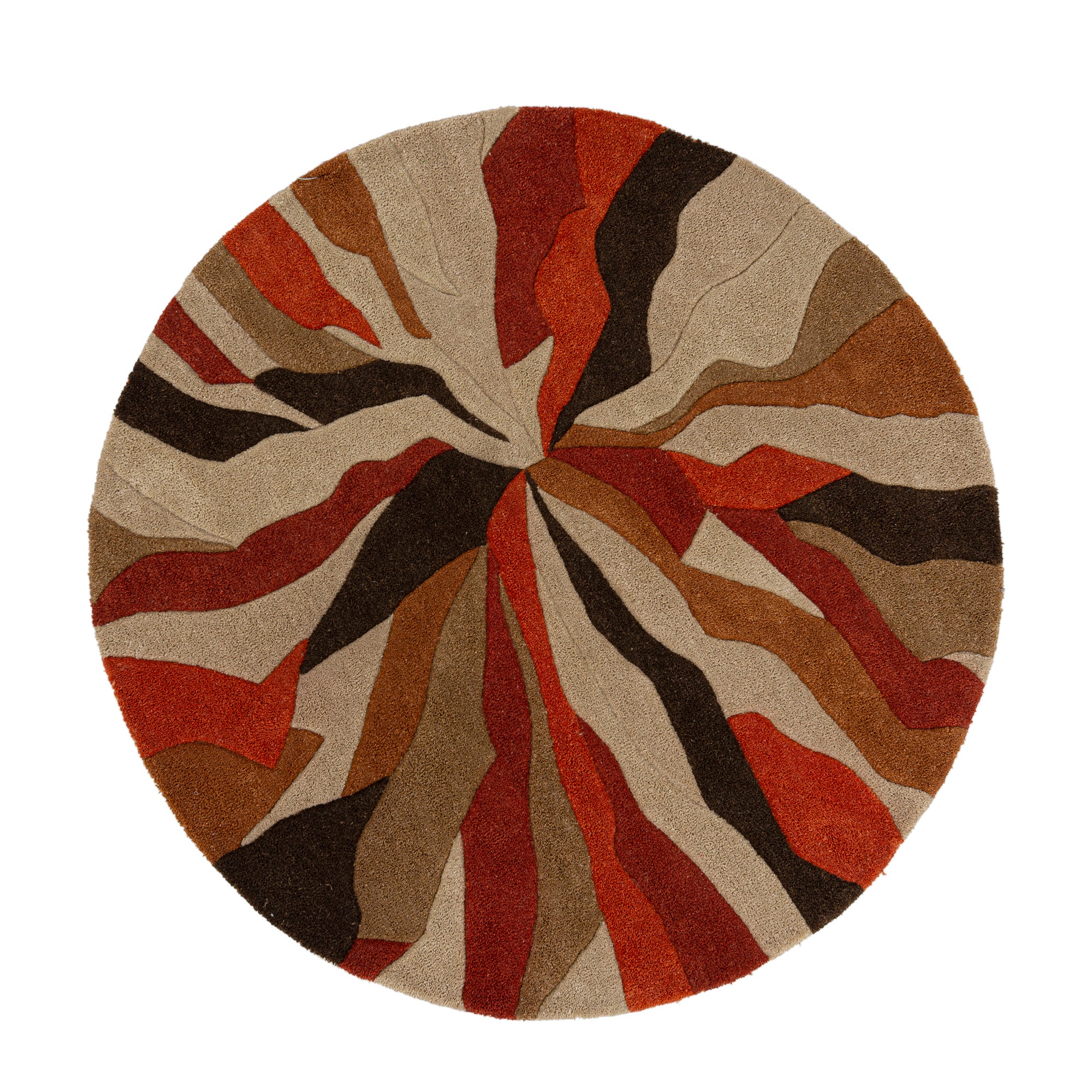 Infinite Splinter Circle Rug Orange, Red and Brown