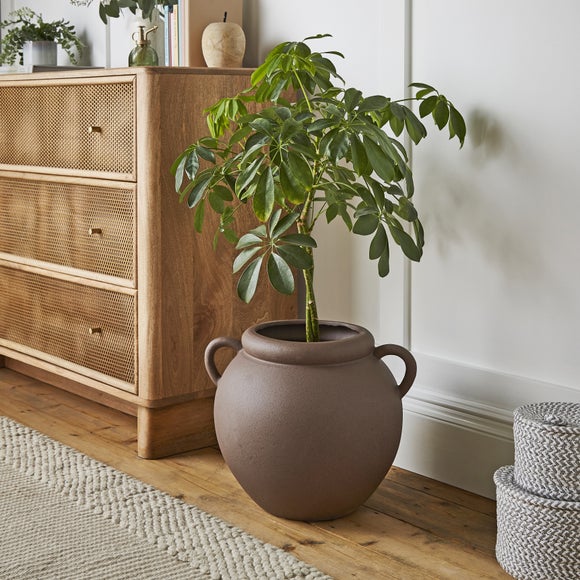 Wide Stone Vase with Handles 1