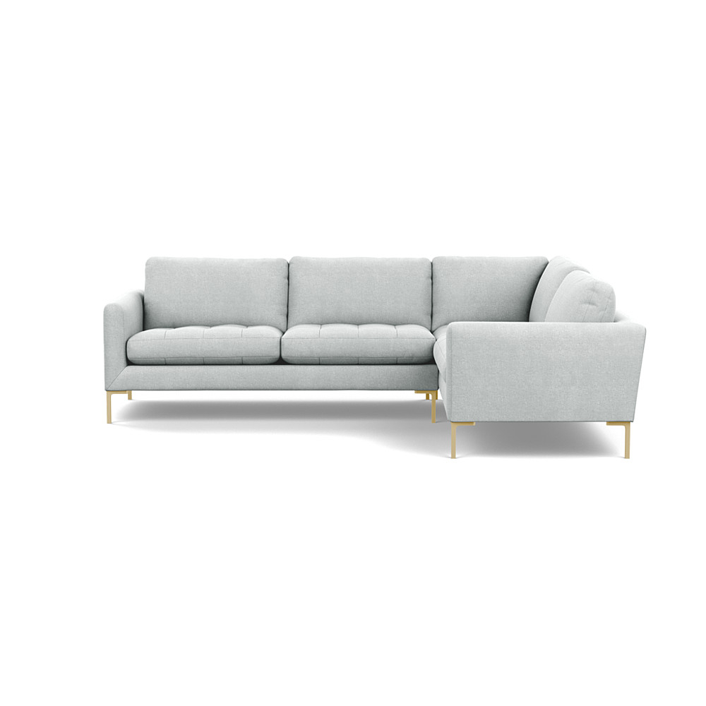 Heal's Eton Right Hand Facing Corner Sofa Broad Weave Tin Brass Feet