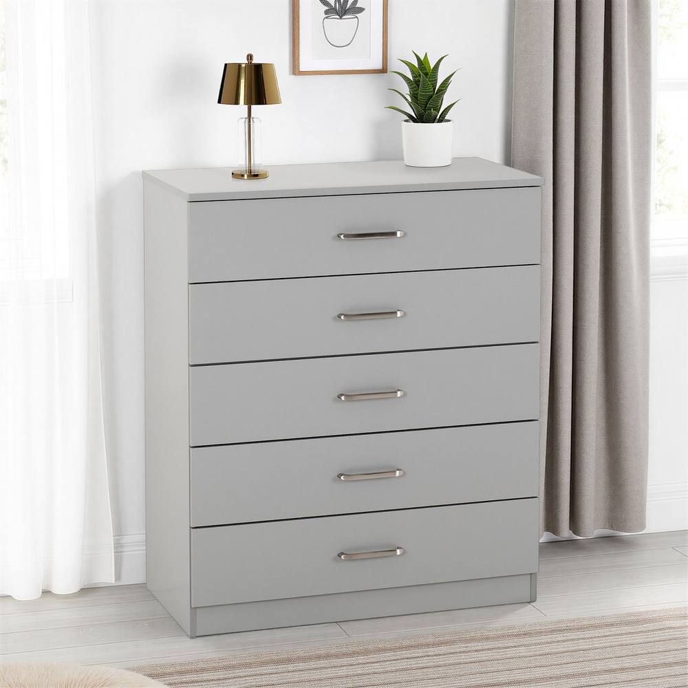 Seconique Dakotia 5 Drawer Chest in Light Grey