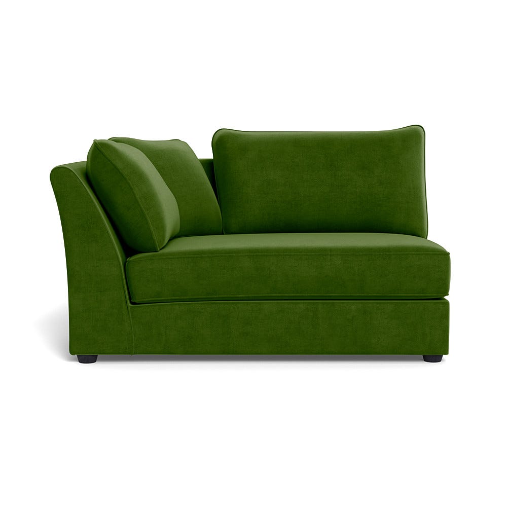 Heal's Tailor Large Curved Left Hand Facing Corner Unit Smart Luxe Velvet Grass Black Feet
