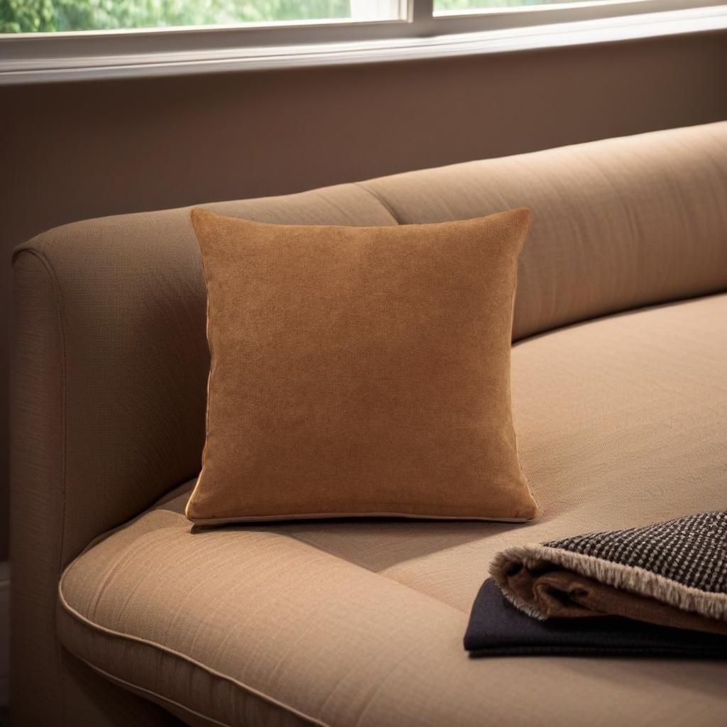 Luxury Living Velvet Chenille Cushion in Tan