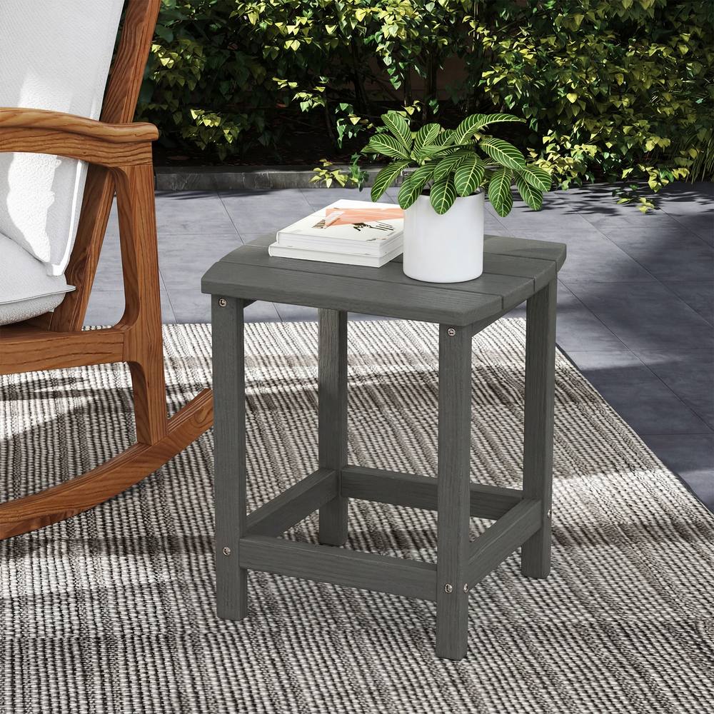 OUTSUNNY Outdoor Side Table, Adirondack Side Table, Indoor Outdoor, Grey