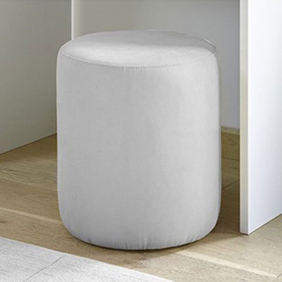 Altair Faux Leather Pouffe In Matt White