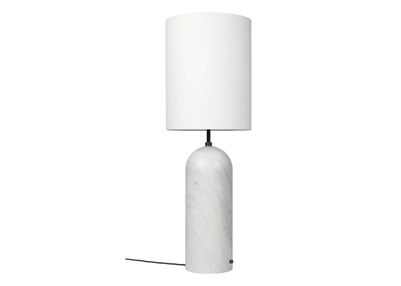 Gubi Fol19 Gravity Floor Lamp XL High White Marble Base White Shade