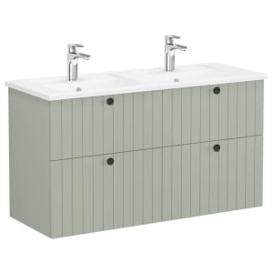 VitrA Avery Retro Green Wall Hung Vanity Unit & Double Basin - 1200 x 670mm