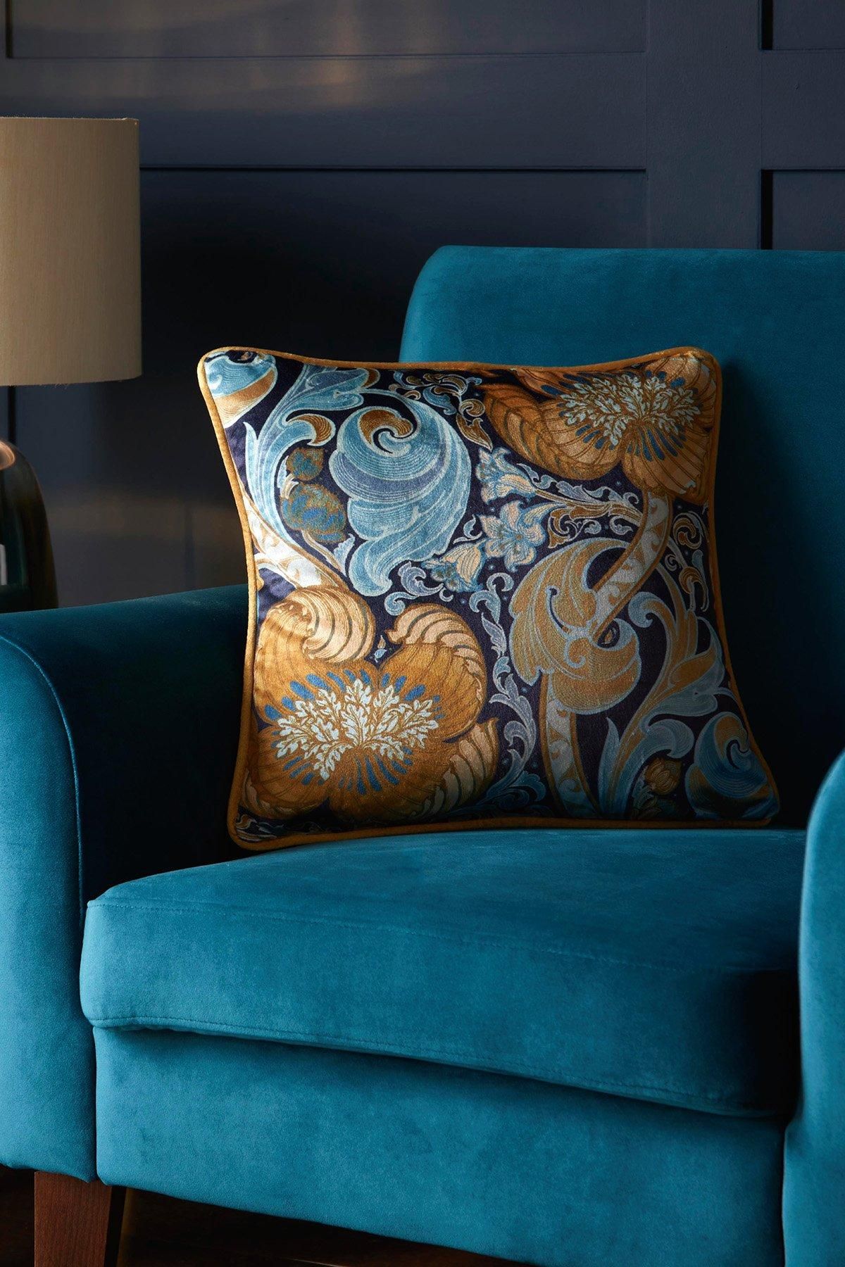 Laurence Llewelyn-Bowen 'Down the Dilly' Soft Touch Velvet Filled Cushion in Mustard