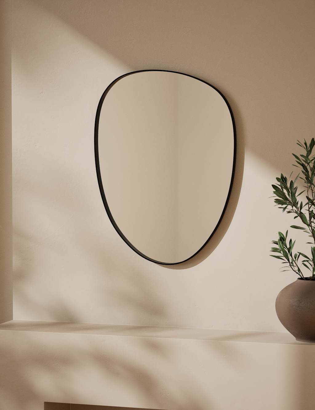 M&S Pebble Metal Curved Wall Mirror Black