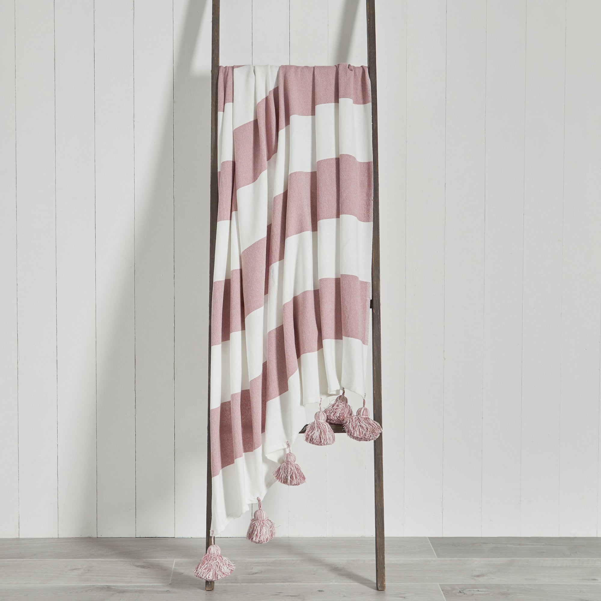 Lucas Stripe 150cm x 200cm Throw Pink and White