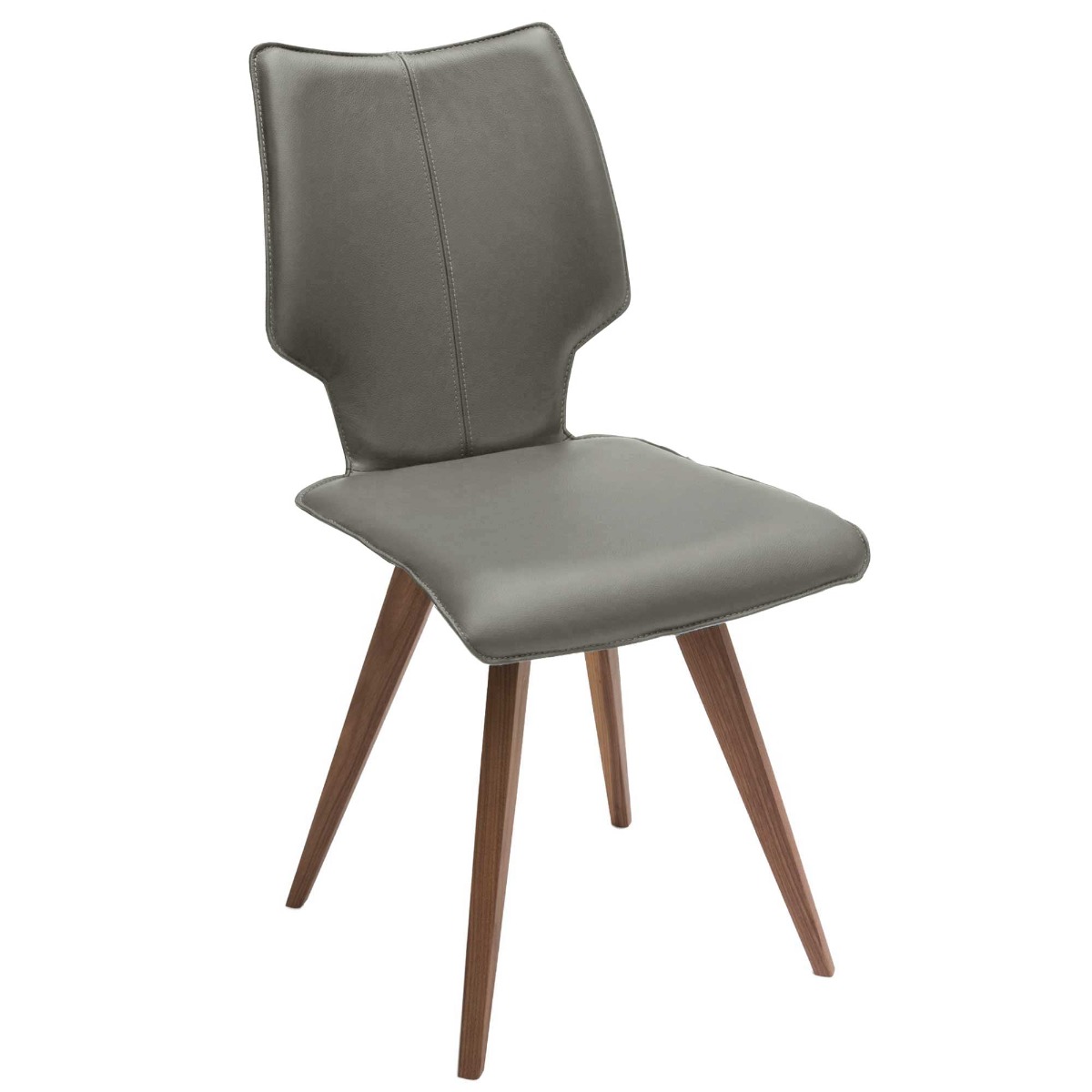 Tulip Dining Chair - Grey - Leather - Plain - W45 x D59 x H91cm - Barker & Stonehouse