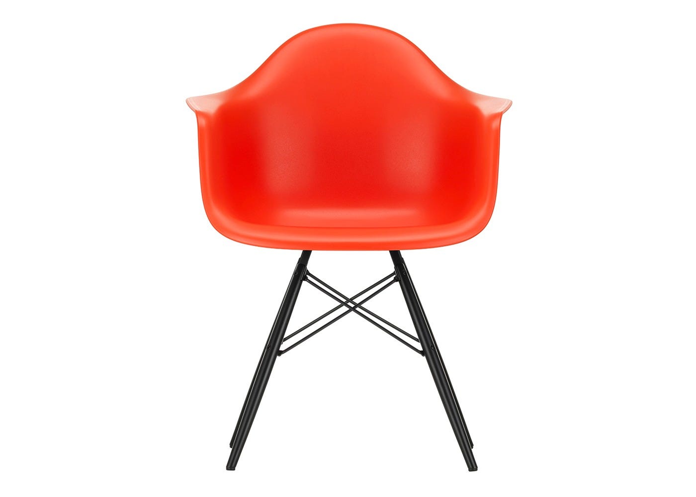Vitra Eames DAW Armchair New Height Poppy Red Black Maple Base