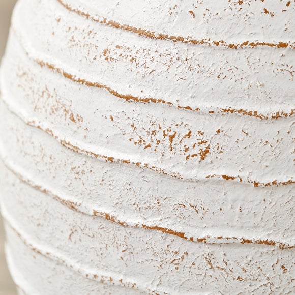 Ribbed White Wash Fibrestone Decorative Vase 3